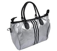 Eighosee Bolsa de deporte de piel sintética para fitness, yoga, viajes, deporte, bolsa cruzada, impermeable, para entrenamiento, gimnasio, almacenamiento, color negro, Plateado y negro., Talla única
