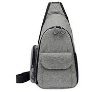 Eighosee Bolsa de hombro para fotografía, tamaño mini, pequeña, para cámara réflex, bolsa diagonal, mochila ligera de triple esquina, color gris, gris