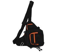 Eighosee Bolsa de pesca multiusos para señuelos al aire libre, mochila de lona impermeable, carrete de pesca, bolsa de aparejos, negro y naranja