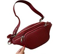 Eighosee Bolsa de piel sintética con diseño de piedra de moda para mujer, con correa para el vientre, color vino tinto, granate, Talla única