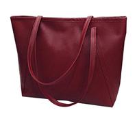 Eighosee Bolso de hombro de piel sintética para mujer, estilo casual, con capacidad, color vino tinto, granate, Talla única