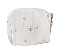 Eighosee Bolso de Hombro Individual de Mami Bolso de Mamá de Color Cremoso Bordado con Cremallera Bolsas de PañAles para Cochecito de de Paseo A