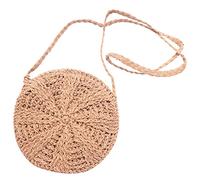 Eighosee Bolso De Mimbre De Mimbre Tejido De Mimbre De De Mimbre Redondo Círculo Crossbody Shopper Beach Tote Bag (Marrón)