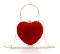 Eighosee Bolso de Terciopelo con Forma de CorazóN, Bolso de Noche, Bolso de Hombro con Diamantes de ImitacióN para Fiesta de San ValentíN, GraduacióN