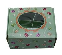 Eighosee Caja de 20 macarons con macarrones transparentes para postres, cajas de embalaje para eventos, fiestas, color verde