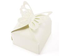 Eighosee Caja de 50 gragees de decoración de mariposa para decoración de boda, bautismo Ivoire