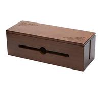 Eighosee Caja organizadora de cables de madera recoge cable para cable de extensión, protector de sobretensión, color marrón oscuro