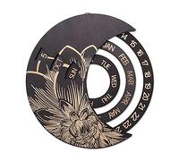 Eighosee Calendario Perpetuo Redondo de Madera Calendario de Pared de Madera ArtesaníAs para Colgar en la Pared DecoracióN Artesanal Decorativa-B