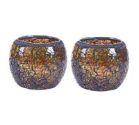 Eighosee Candelabro de Vidrio con Mosaico/Portavelas/Florero/Portalápices, Romántico Candelabro de Vidrio Roto Hecho A Mano