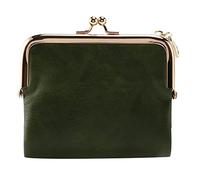 Eighosee Cartera corta para mujer, plegable, retro, multifunción, con cremallera y beso, color verde, Green, Talla única