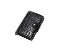 Eighosee Cartera de piel compacta de dos pliegues para mujer, de tarjeta, de serpiente, Black, Talla única