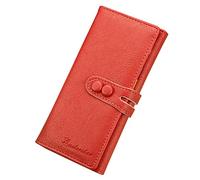 Eighosee Cartera de piel sintética suave para mujer, Monedero Billetero Cremallera, Tarjetero, Bolsa de dinero, Color Naranja, 19*8*2.5cm