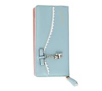Eighosee Cartera larga de piel para mujer, con cremallera, color azul, Blue, 19*9.5*3cm