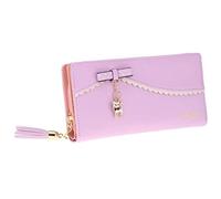 Eighosee Cartera larga de piel para mujer, con cremallera, color , Purple, 19*9.5*3cm
