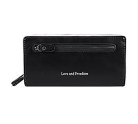 Eighosee Cartera larga de piel sintética con cremallera para mujer, estilo vintage, simple, a (negro), Black, Talla única