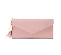 Eighosee Cartera para mujer con hebilla y borlas, a , simple, para estudiantes, color rosa, Pink, Talla única
