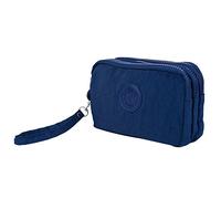 Eighosee Cartera pequeña para mujer, de tela arrugada, con cremallera, portátil, para maquillaje, color azul oscuro, azul oscuro, Talla única