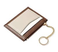 Eighosee Cartera pequeña y monedero corto de poliuretano para mujer, tarjetero, con cremallera, monedero de retazos, color marrón, Brown, Talla única