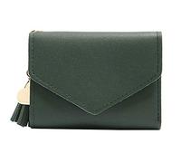 Eighosee Cartera Señora Corta para Mujer, con Borlas, Hebilla de Moda, Monedero, Tarjetero, Monedero, Monedero de Mano Femenina, Bolsa de Dinero de Piel Sintética, Verde