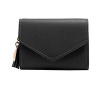 Eighosee Cartera Señora Pequeña Corta para Mujer, con Borlas, Hebilla de Moda, Monedero, Tarjetero, Bolso de Mano Femenino, Bolsa de Dinero de Piel Sintética, Black, Talla única