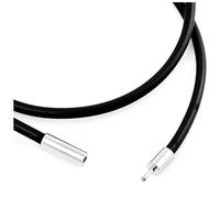 Eighosee Collar de Cuerda de Piel de 2 mm de Collar de Cadena de AleacióN Negro Plata Hombre Longitud 51 cm
