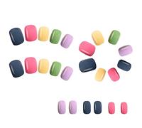Eighosee Colores Que Saltan del Iris UñAs Postizas UñAs de MacarróN de Color SóLido UñAs Usables Prensa en las UñAs Puntas de UñAs de Cobertura