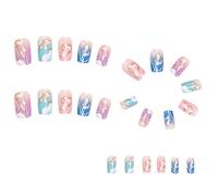 Eighosee Coloridas UñAs Francesas en Degradado Cambio Gradual UñAs de Diamantes de ImitacióN Usable Presione Sobre las UñAs Puntas de UñAs de Cobertura