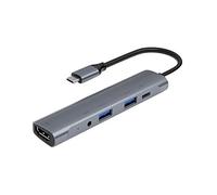 Eighosee Concentrador 5 en 1 tipo C a 4K USB 3.0 2.0 USB-C 60W audio de carga para Pro/Air con portátil USB C