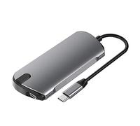 Eighosee Concentrador USB 5 en 1 a concentrador de datos tipo C con lector USB 3.0 de 5 puertos USB 3.0, pantalla 4K para MacBooks y teléfonos