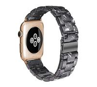 Eighosee Correa de reloj de resina de 38/40 mm para reloj, correa de muñeca, cinturón de flores negras