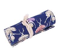 Eighosee de lona enrollable para maquillaje, brochas y bolígrafos, estuche para guardar lápices de baile, escuela, oficina, 48 agujeros, azul marino, 48 slots