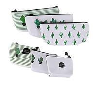 Eighosee de lona para estudiantes, estuche para lápices, cartera, bolsa de cosméticos, juego de 6 piezas, y verde