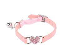 Eighosee del CorazóN y Campana Collar EláStico de Seguridad Ajustable con Material de Terciopelo Suave Collar Producto para Mascotas PequeñO S Rosa