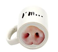 Eighosee Divertida de cerámica con diseño de nariz de cerdo y perro, para bebidas, té, café, nariz de cerdo