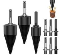 Eighosee Divisor de Troncos de LeñA de 12 Piezas, Con 9 VáStagos, Tornillo de Taladro EléCtrico Resistente y Resistente, Para Taladro EléCtrico