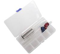 Eighosee El juego de diapositivas para guitarra incluye cristal de 3 tamaños, 1 pieza de acero inoxidable y 4 púas de plástico para pulgar y dedo con caja de plástico