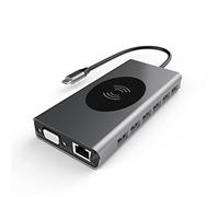 Eighosee EstacióN de Acoplamiento 15 en 1 HUB USB Tipo C una Adaptador de Carga InaláMbrica USB 3.0 Compatible con EstacióN de Acoplamiento HUB Tipo C