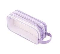 Eighosee Estuche para LáPices de Rejilla con 2 Compartimentos Bolsa de LáPiz Transparente Bolsa de Maquillaje Transparente para la Universidad de Estudiantes Adolescentes - PúRpura