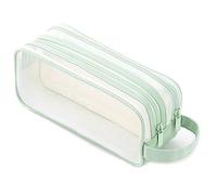 Eighosee Estuche para LáPices de Rejilla con 2 Compartimentos Bolsa de LáPiz Transparente Bolsa de Maquillaje Transparente para la Universidad de Estudiantes Adolescentes - Verde