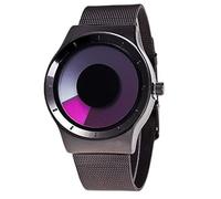 Eighosee Fashion Concept - Relojes de negocios para hombre y mujer, acero inoxidable, correa de , color negro y rojo, Negro y rojo