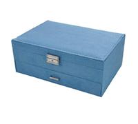 Eighosee Joyero de terciopelo de moda multicapa para aretes, caja de almacenamiento de joyas de 2 , maleta de gama alta, color azul