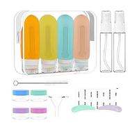 Eighosee Juego de 16 de Viaje para ArtíCulos de Tocador, Contenedor de Viaje Botella de Viaje de ArtíCulos de Tocador Recargable A Prueba de Fugas de Silicona