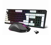 Eighosee Juego de teclado y mouse inalámbricos para juegos de 2.4 G, teclado y mouse de dos colores, negro-