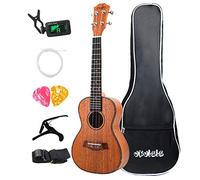 Eighosee Juego de ukelele de concierto de caoba de 23 pulgadas, Uku de 4 cuerdas, mini guitarra pequeña con bolsa, correa, púas para principiantes