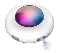 Eighosee Juguete EléCtrico para Gatos Smart Cats Teaser Stick UFO Toy Cats el Giratorio Se Convierte AutomáTicamente en SuccióN EléCtrica para Cabello