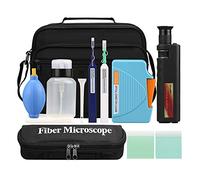 Eighosee Kit de limpieza de fibra óptica, herramienta de limpieza con cartucho de limpieza, lupa, 12