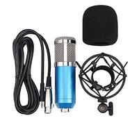 Eighosee Kit de micrófono de condensador cardioide profesional con cable de audio, abrazadera de metal a prueba de golpes, micrófono de alta sensibilidad y bajo ruido (azul y plateado)