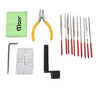 Eighosee Kit de reparación de guitarra, 14 piezas de reparación y mantenimiento con de aguja de guitarra/regla de acción de cuerda/bobinador y cortador/llave de guitarra