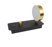 Eighosee Lámpara de Pared Lámpara de Pared LED Rotación de 300 Grados Lámpara de Pared Interior USB 9W Lámpara de Pared Apliques de Pasillo Negro y Dorado