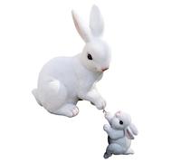 Eighosee Madre y Conejo Colgante de Resina Estatuas de JardíN Estatuilla de Conejo Ornamento Micropaisaje DecoracióN DIY Estatua de Conejito